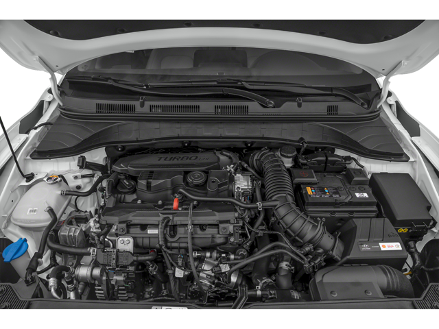 Close view of everything under the front hood of a 2023 Hyundai Kona. | Hyundai dealer in Little Rock, AR.