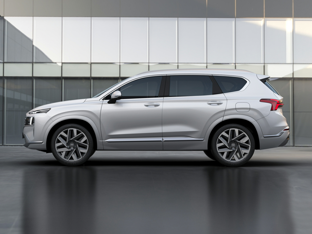 Profile view of a white 2023 Hyundai Santa Fe | Hyundai dealer in Little Rock, AR | Crain Hyundai of Little Rock