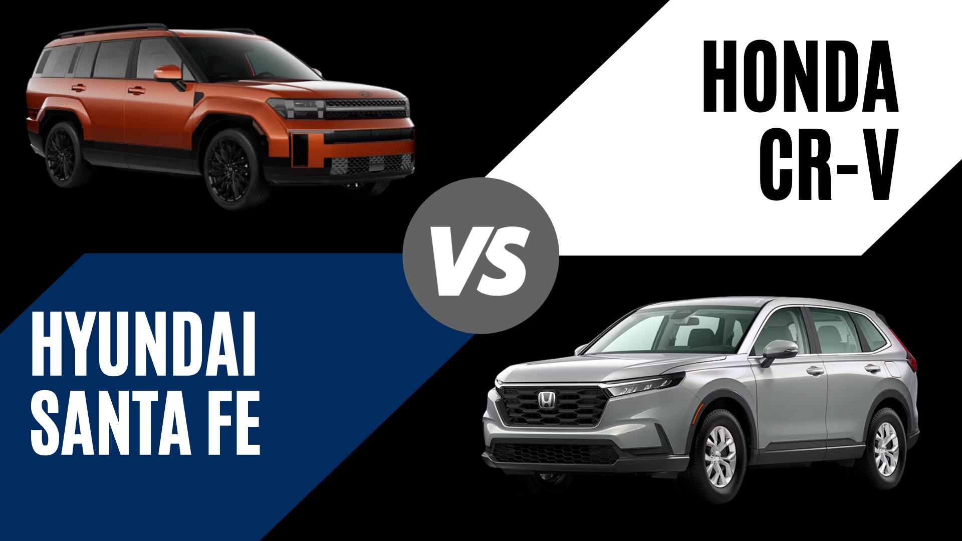 Side-by-side comparison of 2026 Hyundai Santa Fe and 2026 Honda CR-V SUVs in Little Rock, AR