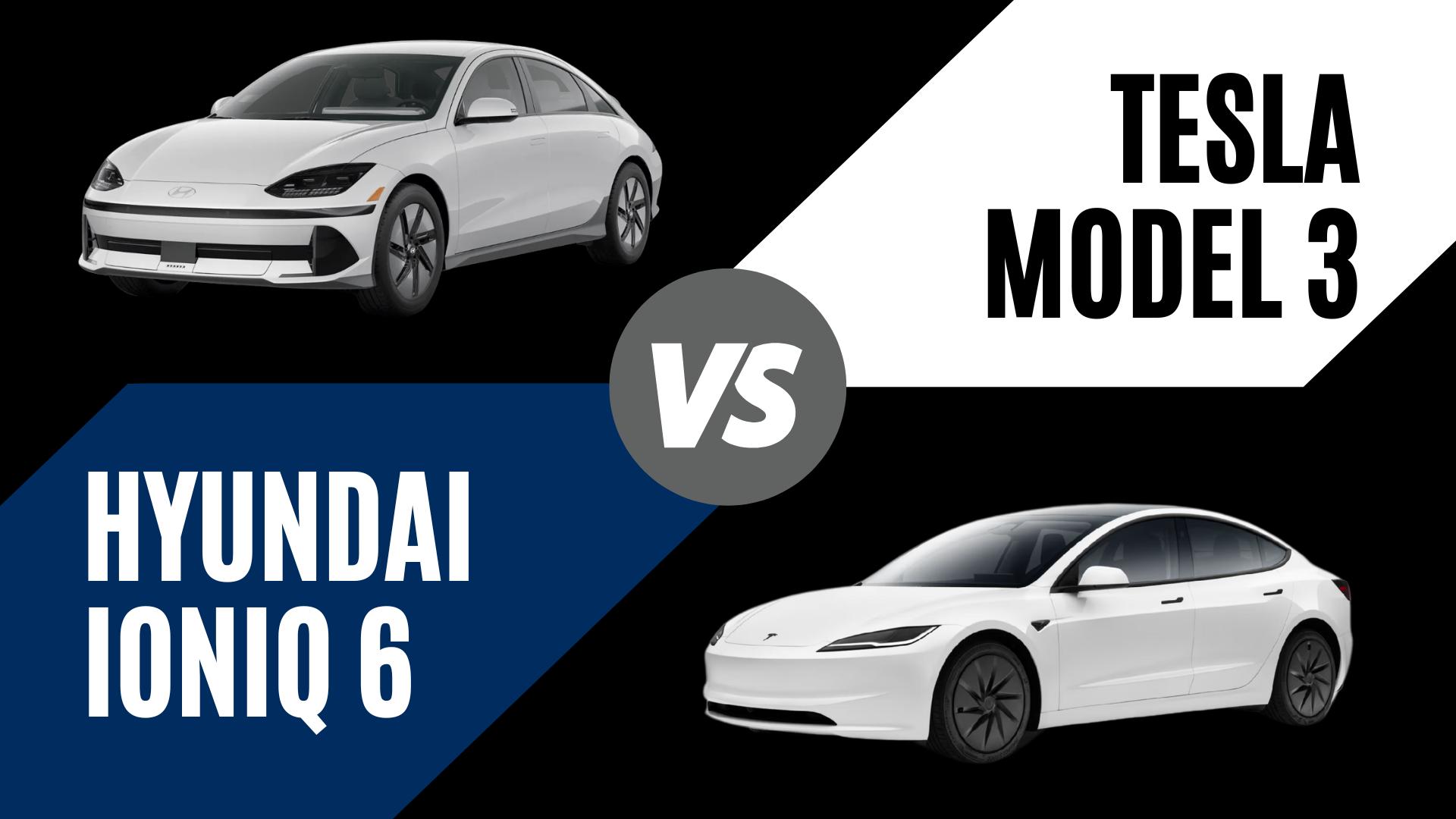 2025 Hyundai Ioniq 6 and Tesla Model 3 comparison highlighting EV range, charging, and technology in Little Rock, Arkansas