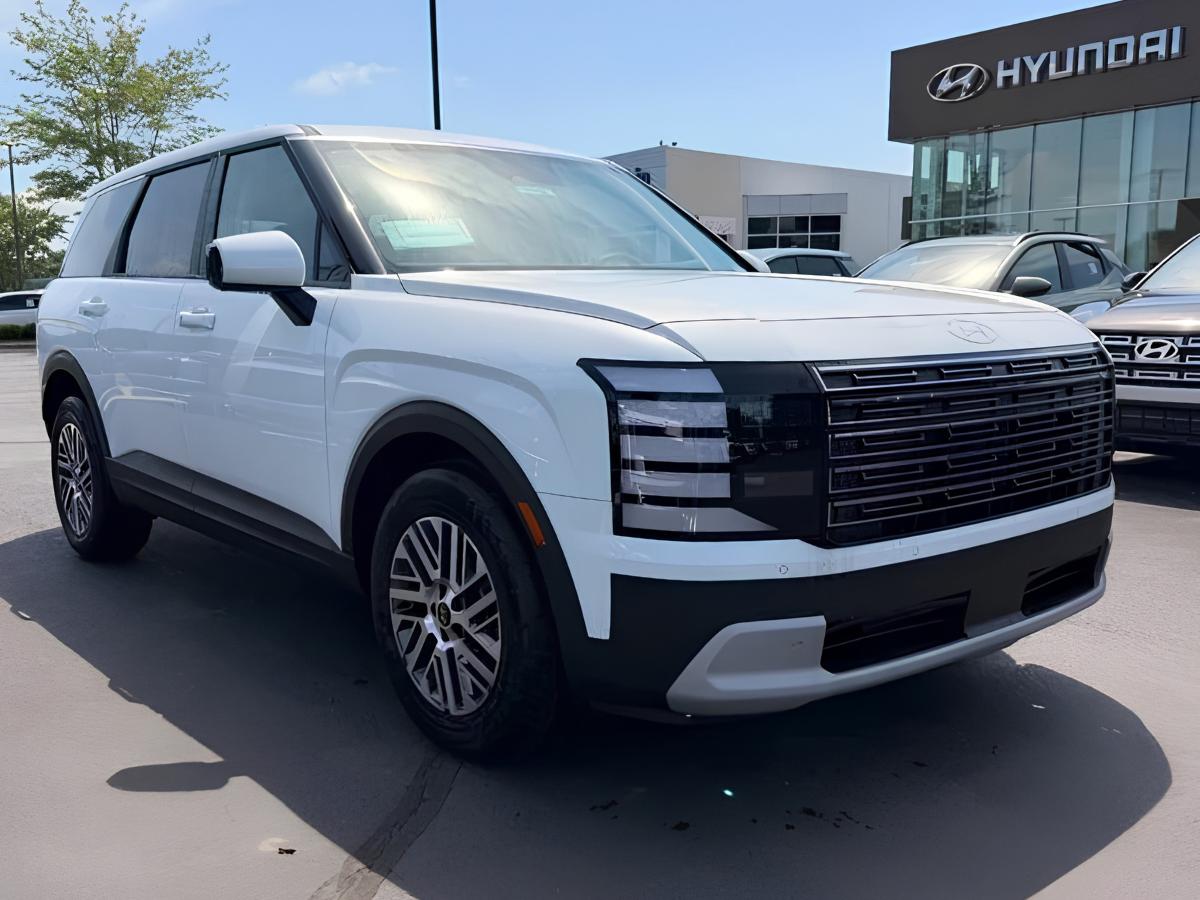 White 2026 Hyundai Palisade IIHS Top Safety Pick+ award winner at Crain Hyundai Little Rock