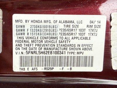 2014 Honda Odyssey EX-L Handicap Equipped