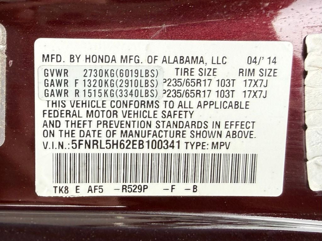 2014 Honda Odyssey EX-L Handicap Equipped