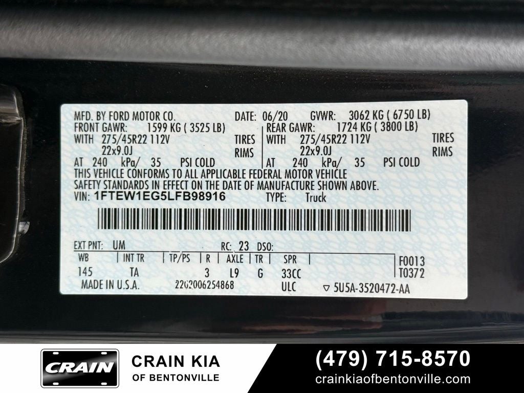 2020 Ford F-150 Limited - 4WD / PANORAMIC SUNROOF / CLEAN CARFAX