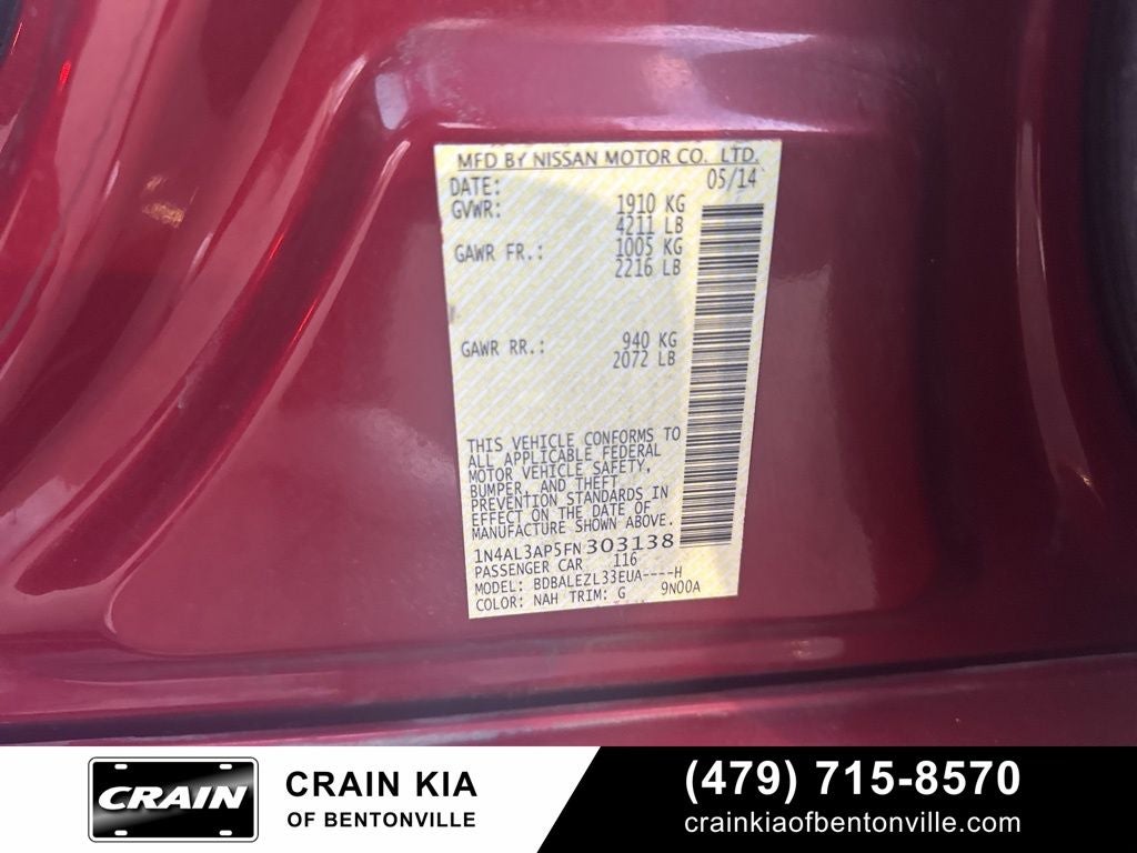 2015 Nissan Altima 2.5 S - WHOLESALE / AS-IS