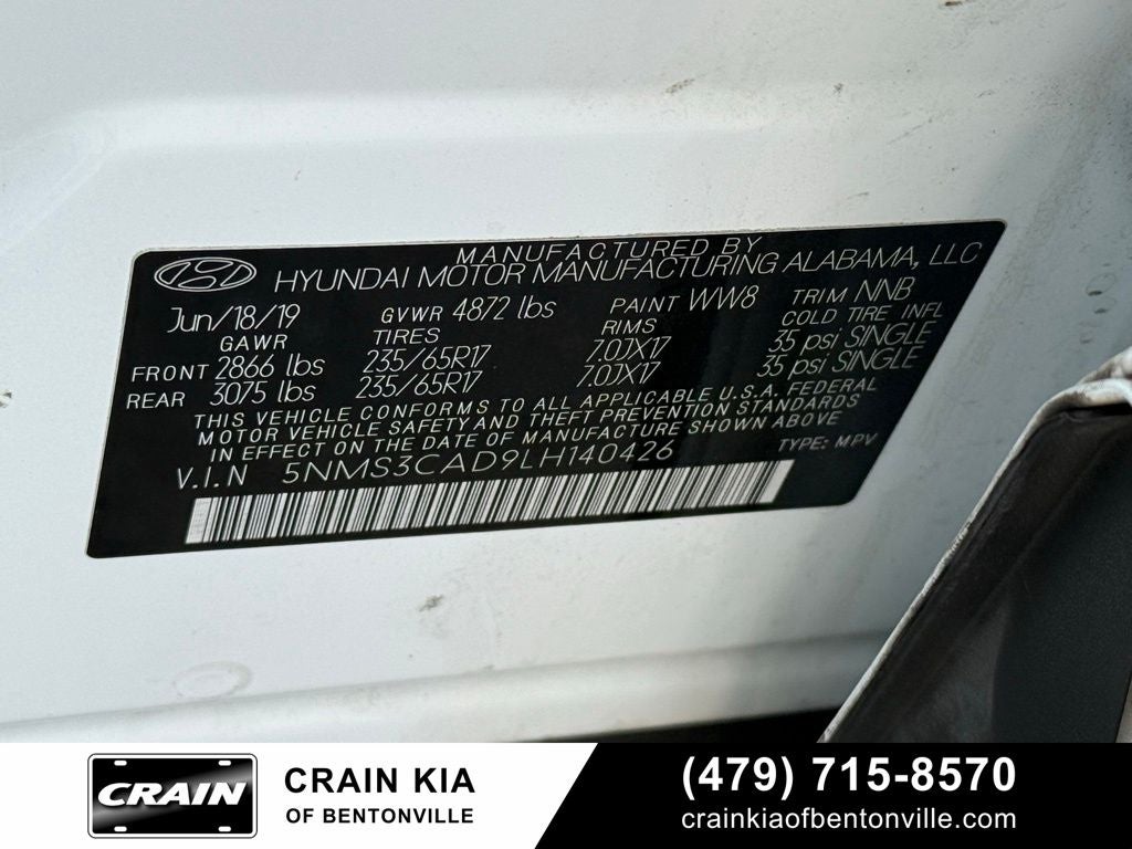 2020 Hyundai SANTA FE SEL - AWD / CARFAX ONE OWNER