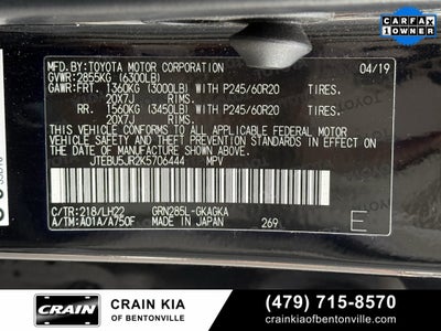 2019 Toyota 4Runner Limited Nightshade - 4WD / SUNROOF / CARFAX ONE OWNER