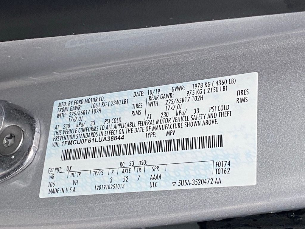 2020 Ford Escape S CLEAN CARFAX / BLUETOOTH