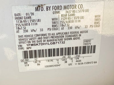 2020 Ford Explorer XLT CLEAN CARFAX / 3RD ROW / POWER LIFTGATE