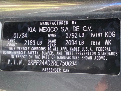 2024 Kia Forte LXS BLIND SPOT / ONE OWNER